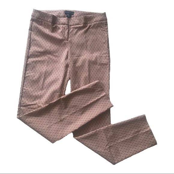 ADRIENNE VITTADINI Pants Slim Fit Mid-Rise Brown/Pink/White Zip Front Size 4 - Picture 2 of 6